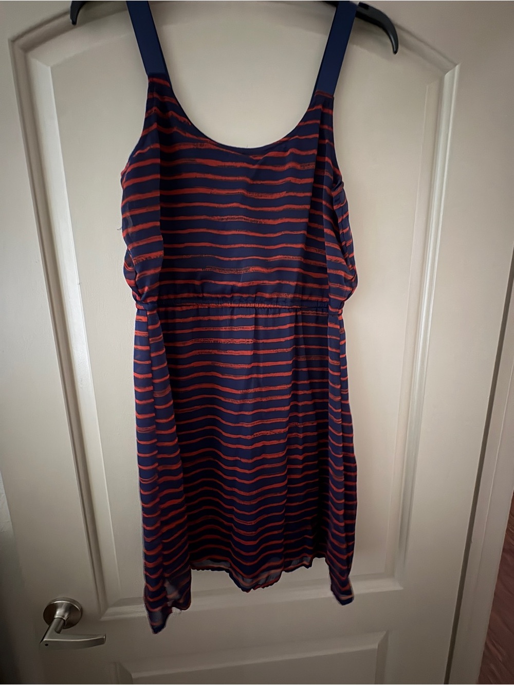Xhilaration Navy and Coral Striped Sleeveless Sundress
